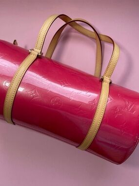 Louis Vuitton Hot Pink Vernis Barrel Bag with Natural Leather Straps